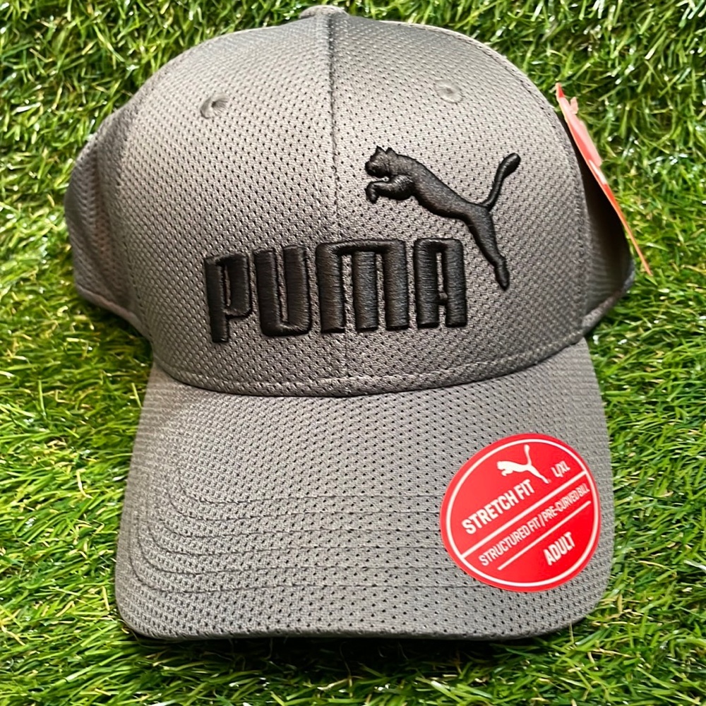 New PUMA Evercat Classic Apparel Gray Black L/XL Hat Luke fit